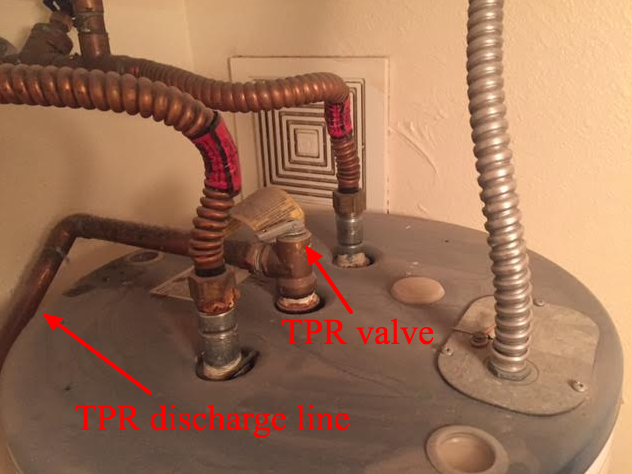 TPR valve and discharge line on a water heater