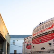 Back doors of a branded Ranshaw service van